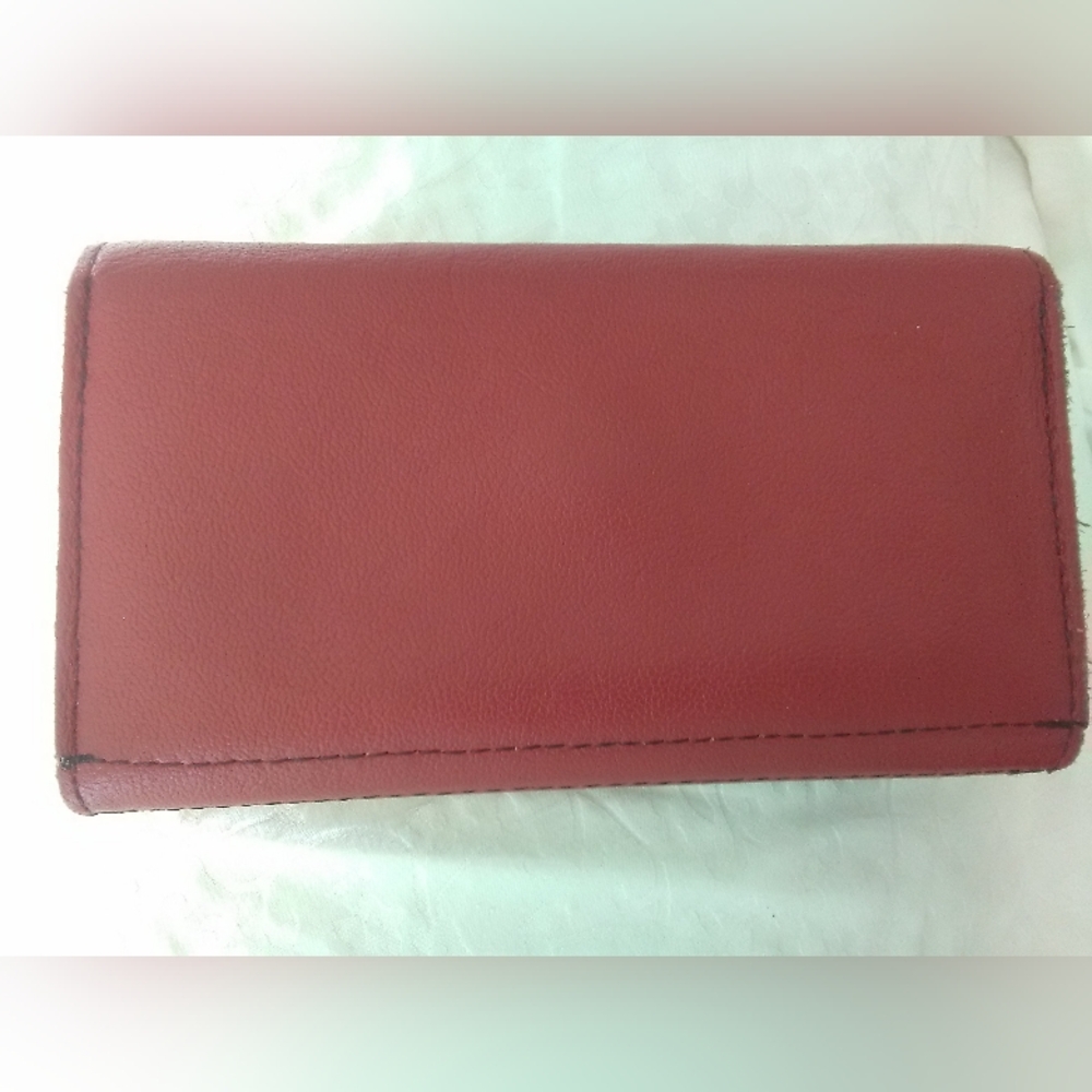 NWOT Harley-Davidson ALL LEATHER Women's Red Studded Wallet RAW CUTS BAD!!! - Picture 8 of 9